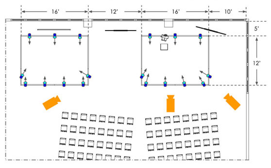 Fiilex Track Lighting rectangle configuration for corporate presentation space