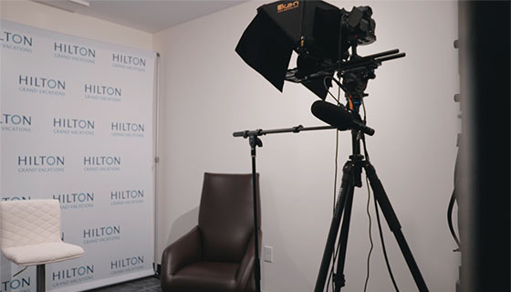 Hilton Grand Vacations Social Media Studio Fiilex track lighting placement