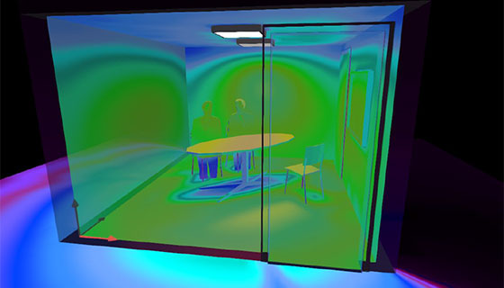 Fiilex Track Lighting podcast studio heat map before and after image