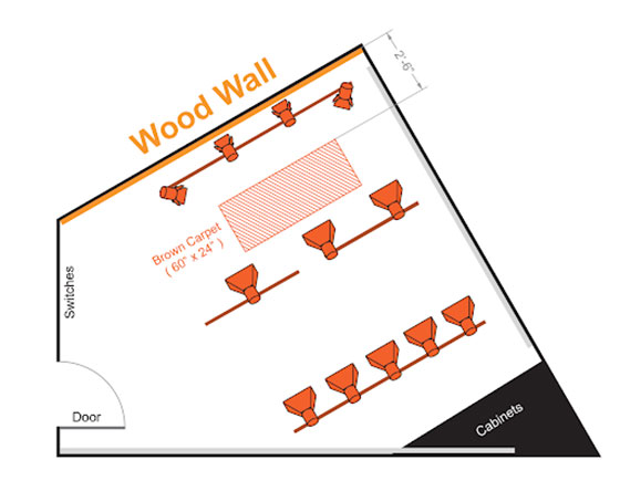 Fiilex Track Lighting linear configuration plan for social media studio