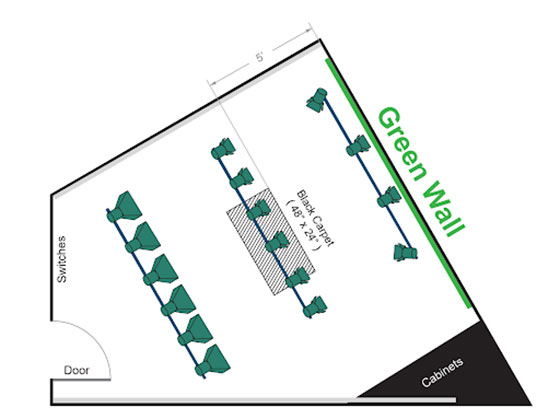 Fiilex Track Lighting linear configuration plan for social media studio