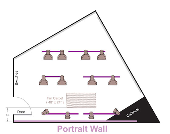 Fiilex Track Lighting linear configuration plan for social media studio